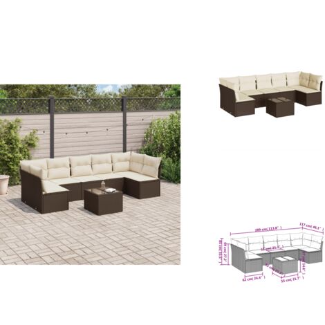 8-tlg. Garten-Sofagarnitur mit Kissen Braun Poly Rattan - Garten Sofagarnitur - Garten Sofagarnituren - Outdoor Sofagarnitur - Sofagarnitur Terrasse