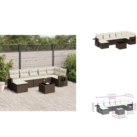 8-tlg. Garten-Sofagarnitur mit Kissen Braun Poly Rattan - Garten Sofagarnitur - Garten Sofagarnituren - Outdoor Sofagarnitur - Sofagarnitur Terrasse