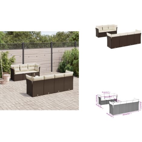 8-tlg. Garten-Sofagarnitur mit Kissen Braun Poly Rattan - Garten Sofagarnitur - Garten Sofagarnituren - Outdoor Sofagarnitur - Sofagarnitur Terrasse