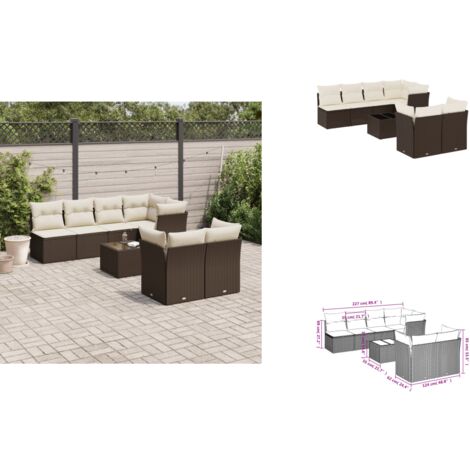 8-tlg. Garten-Sofagarnitur mit Kissen Braun Poly Rattan - Garten Sofagarnitur - Garten Sofagarnituren - Outdoor Sofagarnitur - Sofagarnitur Terrasse