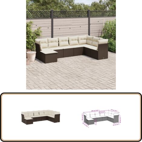 8-tlg. Garten-Sofagarnitur mit Kissen Braun Poly Rattan - Gartenmöbel Set - PE-Rattan Möbel - Outdoor Sofa - Lounge Set - Esszimmergarnitur