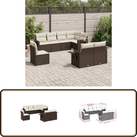 8-tlg. Garten-Sofagarnitur mit Kissen Braun Poly Rattan - Gartenmöbel - Sofasatz - Rattan Möbel - Outdoor Möbel - Lounge Set