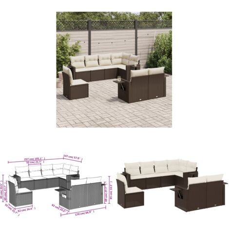 8-tlg. Garten-Sofagarnitur mit Kissen Braun Poly Rattan - Gartenmöbel - Sofasatz - Rattan Möbel - Outdoor Möbel - Lounge Set - Home & Living
