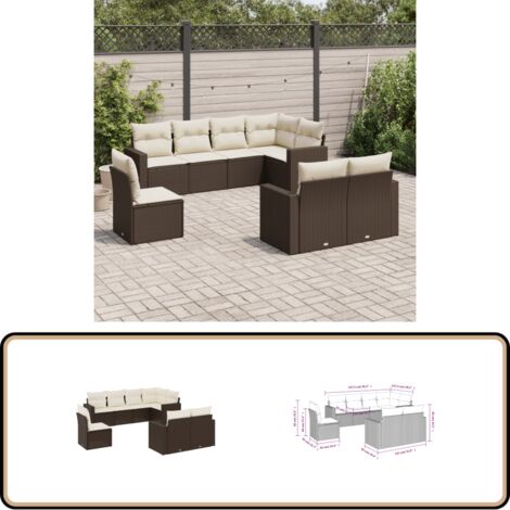 8-tlg. Garten-Sofagarnitur mit Kissen Braun Poly Rattan - Gartensofas - Outdoor Möbel - Gartenmöbel Set - Lounge Sofa - Rattan Gartenmöbel