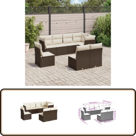 8-tlg. Garten-Sofagarnitur mit Kissen Braun Poly Rattan - Gartensorte - Outdoor Möbel - Gartenlounge - Lounge Set - Rattan Sofa