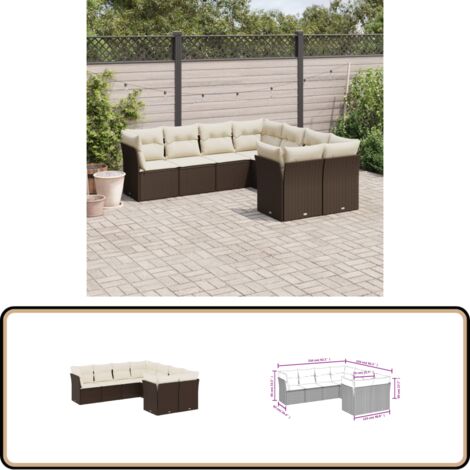 8-tlg. Garten-Sofagarnitur mit Kissen Braun Poly Rattan - Gartensortiment - Gartenmöbelset - PE-Rattan Möbel - Rattan Sofa - Gartenlounge