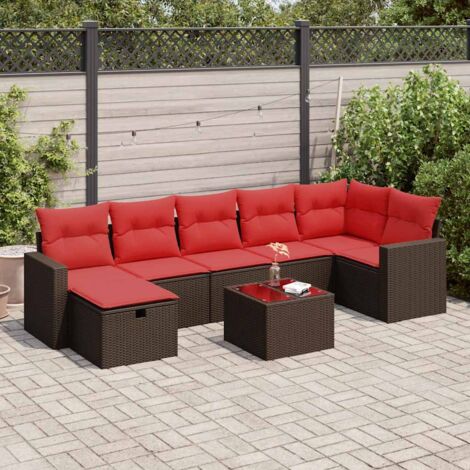 8-tlg. Garten-Sofagarnitur mit Kissen Braun Poly Rattan vidaXL