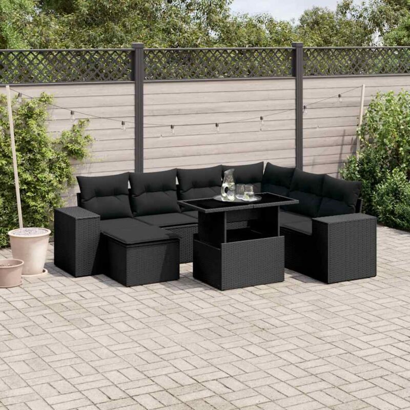 8-tlg. Garten-sofagarnitur Mit Kissen Schwarz Poly Rattan - Vidaxl