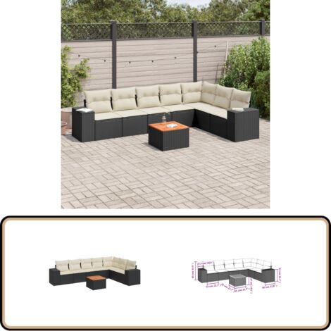 8-tlg. Garten-Sofagarnitur mit Kissen Schwarz Poly Rattan - Gartenmöbel Set - Outdoor Möbel - Lounge Set - Rattan Gartenmöbel - Gartenlounge