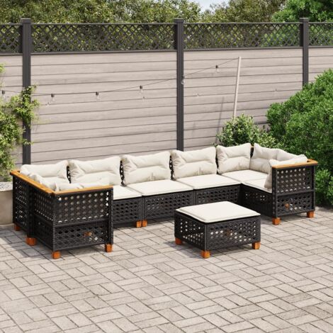 8-tlg. Garten-Sofagarnitur mit Kissen Schwarz Poly Rattan vidaXL