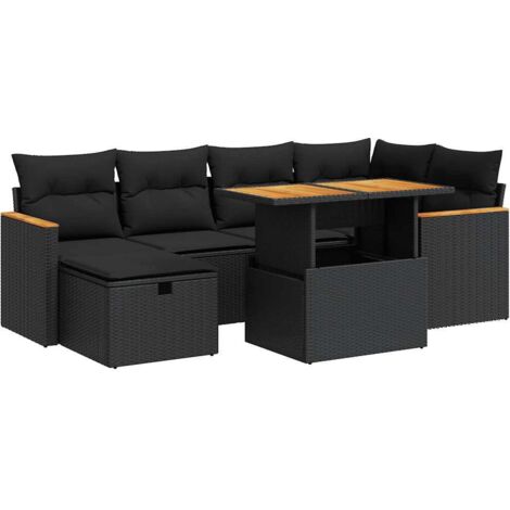 8-tlg. Garten-Sofagarnitur mit Kissen Schwarz Poly Rattan vidaXL