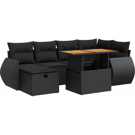 8-tlg. Garten-Sofagarnitur mit Kissen Schwarz Poly Rattan vidaXL