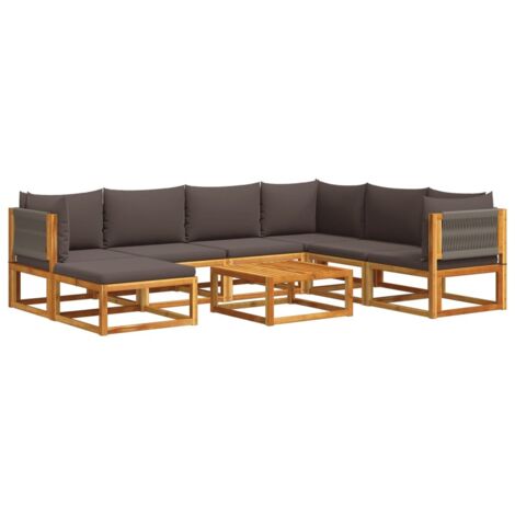 8-tlg. Gartensofa-Set mit Kissen Holz Akazie & Seil vidaXL