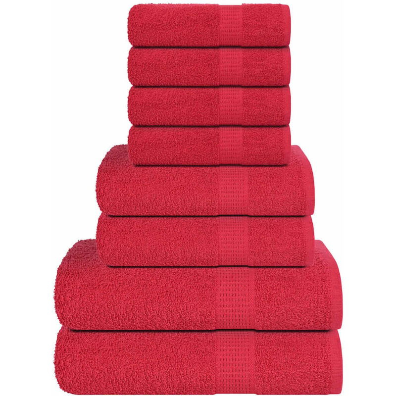 Vidaxl 8-tlg. Handtuch-set Rot 360 G/m² 100% Baumwolle