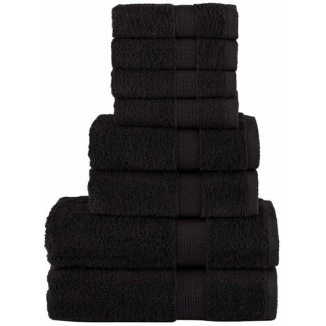 8 tlg. Premium-Handtuch-Set SOLUND Schwarz 600 g/m²