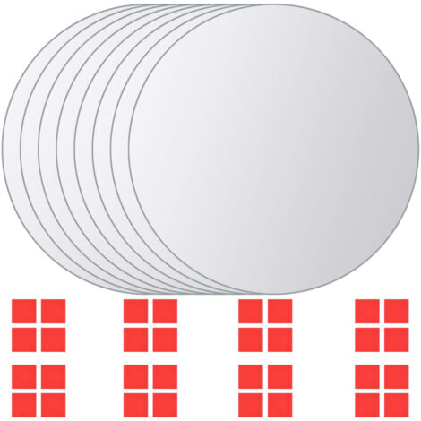 8-tlg. Spiegelfliesen-Set Rund Glas