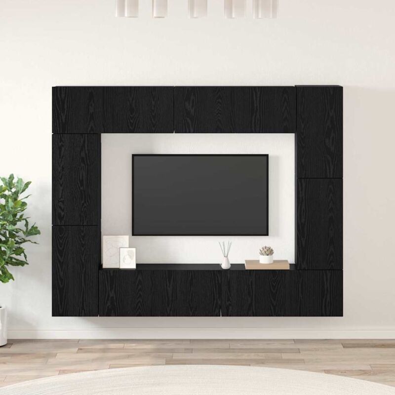Vidaxl - Tv-schrank-set 8 Pcs Schwarze Eiche 80 X 30 X 30 Cm