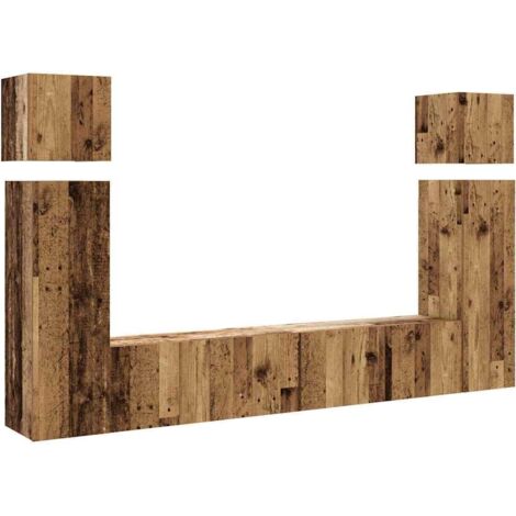 8-tlg. TV-Schrank-Set Wandmontage Altholz-Optik Holzwerkstoff vidaXL