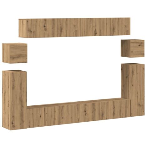 8-tlg. TV-Schrank-Set Wandmontage Artisan-Eiche Holzwerkstoff vidaXL