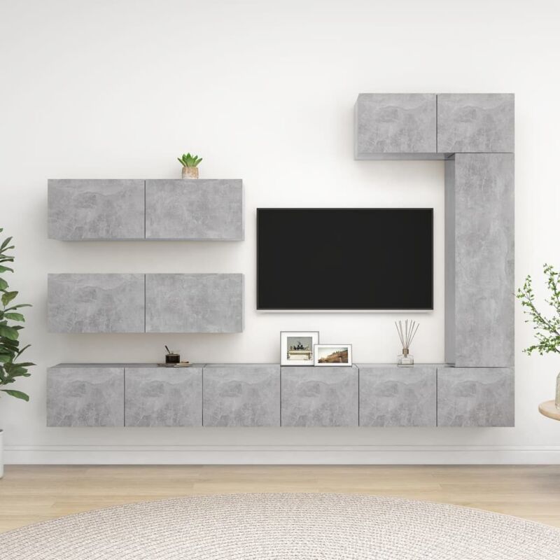 Vidaxl - 7-tlg. Tv-schrank-set Betongrau Holzwerkstoff