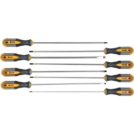 8 tournevis extra-longs torx, plats et cruciformes 325mm