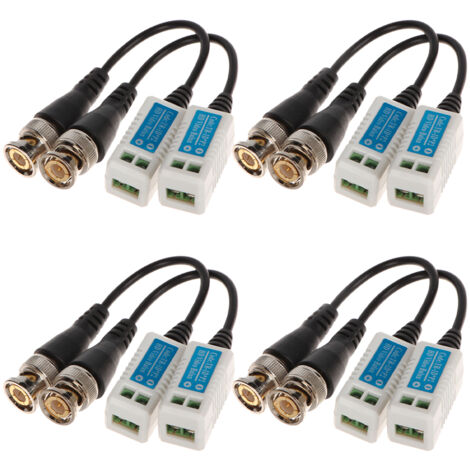 8 TRASMETTITORI BNC VIDEO BALUN 5MPX AHD CVI TVI CVBS TELECAMERA VIDEOSORVEGLIANZA