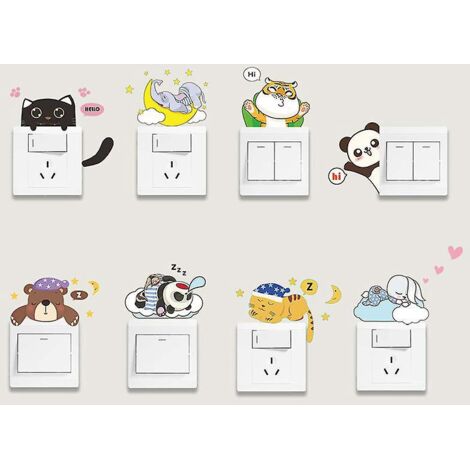 8 Types D'autocollants De Commutateur D'animaux De Dessin Anim Chambre Salon Porche Dortoir Dcoration De La Maison Autocollants Muraux Auto-adhsif