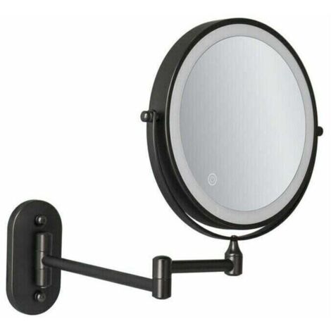 8" USB rechargeable LED wall lamp with 1X/5X increase, black,
