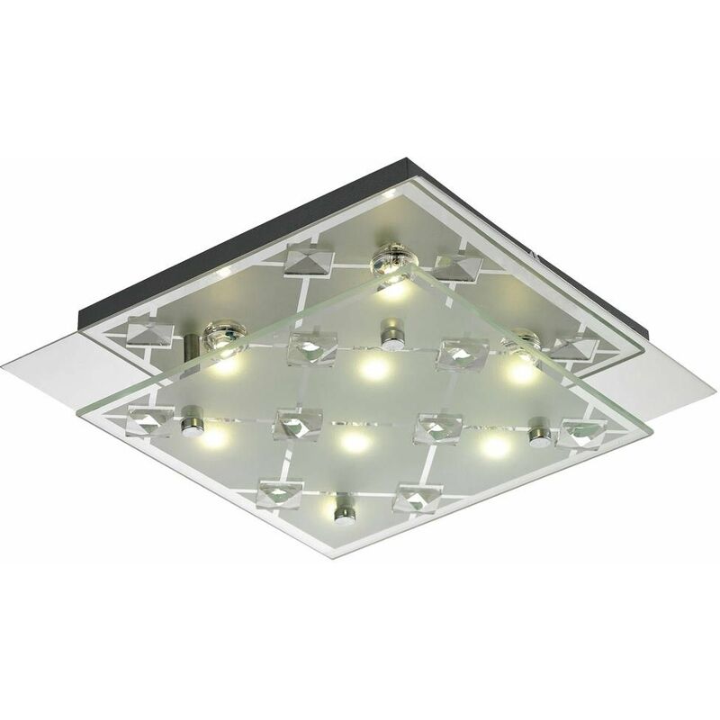 

Lámpara de techo LED COB de 8 vatios, lámpara de techo, cristal cromado, transparente satinado Esto 740075