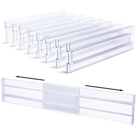 8 verstellbare Schubladeneinteiler aus Kunststoff, 27,5–52 cm, Organizer, verstellbare Schubladeneinteiler, Organizer, Schubladenaufbewahrung, Büroschubladen-Organizer für Büroschubladen
