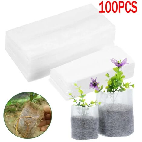 (8 x 10 cm) 100 sacs de culture non tissés pour plantes, sachets de semis, pots en tissu, pochettes pour plantes, fournitures de jardinage