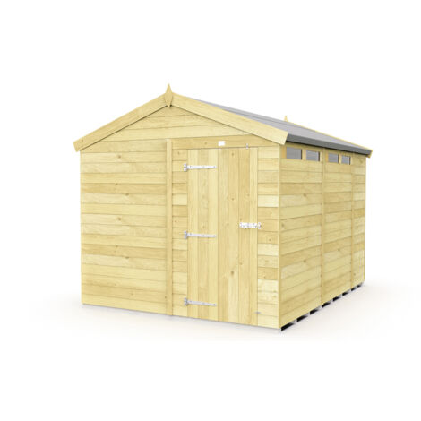 8 x 11 Feet Apex Security Shed - Single Door - Wood - L329 x W231 x H217 cm