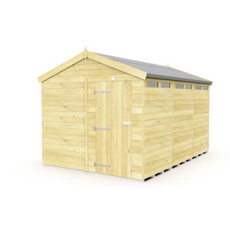 8 x 12 Feet Apex Security Shed - Single Door - Wood - L358 x W231 x H217 cm