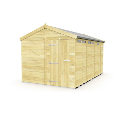 8 x 13 Feet Apex Security Shed - Single Door - Wood - L387 x W231 x H217 cm