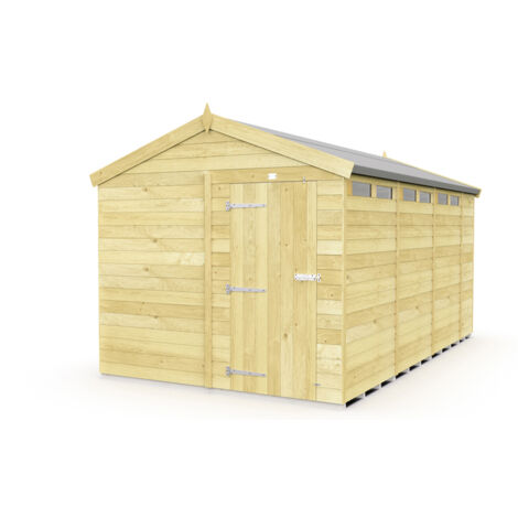 8 x 14 Feet Apex Security Shed - Single Door - Wood - L417 x W231 x H217 cm