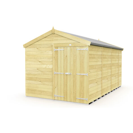 8 x 14 Feet Apex Shed - Double Door Without Windows - Wood - L417 x W231 x H217 cm