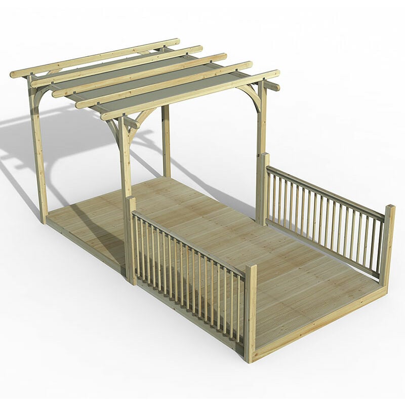 8' x 16' Forest Pergola Deck Kit with Retractable Canopy No. 4 (2.4m x 4.8m)