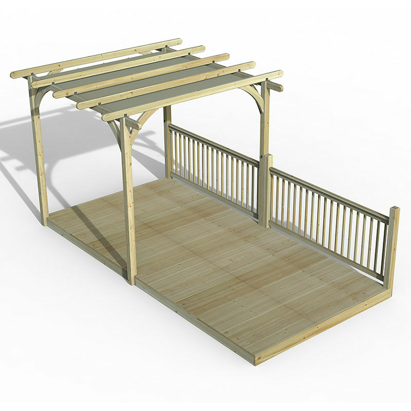 8' x 16' Forest Pergola Deck Kit with Retractable Canopy No. 2 (2.4m x 4.8m)