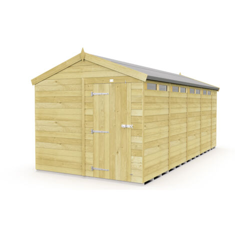 8 x 18 Feet Apex Security Shed - Single Door - Wood - L533 x W231 x H217 cm