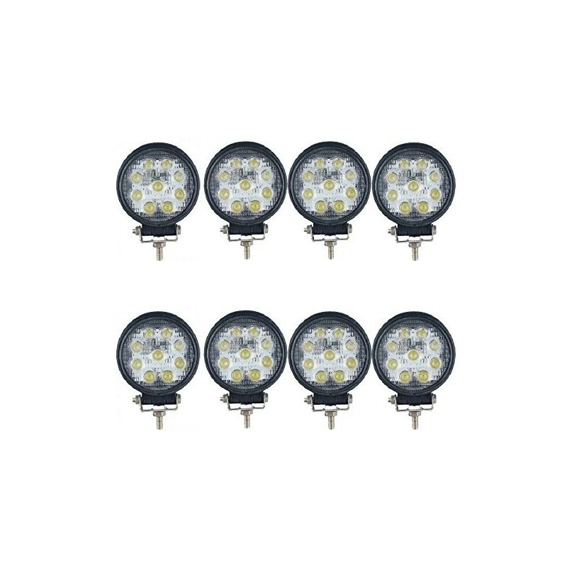 Planet Shop - 8 x 27W Round Spotlight Led Work Light 9 Led 3W Depth Auto Boat