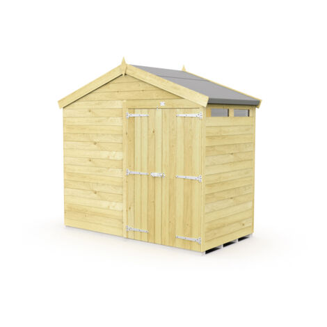 8 x 4 Feet Apex Security Shed - Double Door - Wood - L127 x W231 x H217 cm
