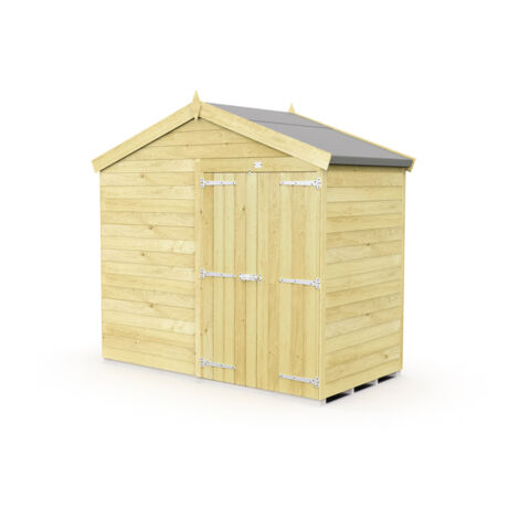 8 x 4 Feet Apex Shed - Double Door Without Windows - Wood - L127 x W231 x H217 cm
