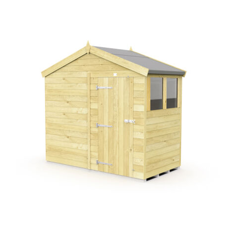 8 x 4 Feet Apex Shed - Single Door With Windows - Wood - L127 x W231 x H217 cm