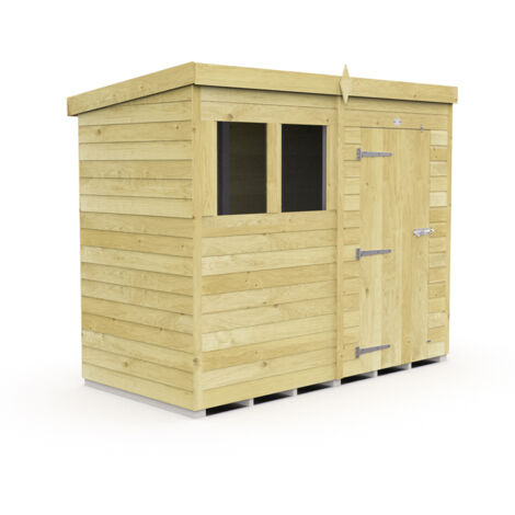 8 x 4 Feet Pent Security Shed - Double Door - Wood - L118 x W243 x H201 cm