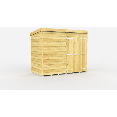 8 x 4 Feet Pent Shed - Double Door Without Windows - Wood - L118 x W243 x H201 cm