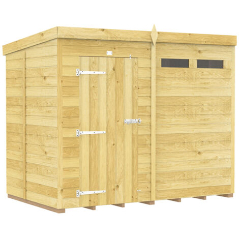 8 x 5 Feet Pent Security Shed - Single Door - Wood - L147 x W243 x H201 cm