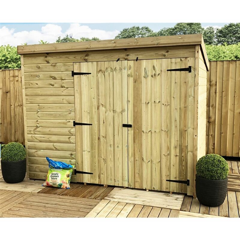 Marlborough Pent Sheds(bs) - 8 x 5 Windowless Pressure Treated Tongue And Groove Pent Shed With Double Doors
