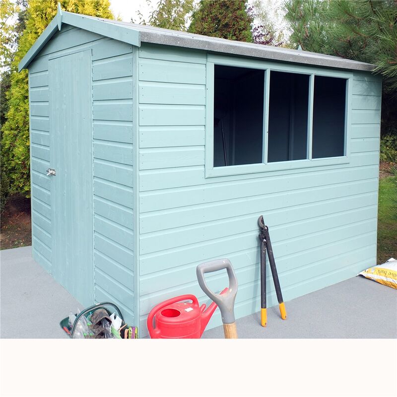 Oakhams - 8 x 6 (2.39m x 1.79m) - Tongue And Groove - Apex Workshop - 2 Windows - Single Door - 12mm Tongue And Groove Floor and Roof
