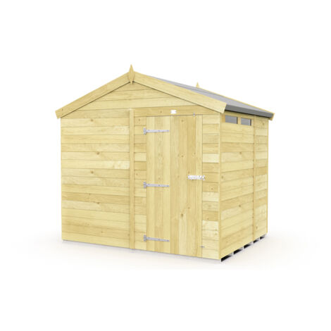 8 x 6 Feet Apex Security Shed - Single Door - Wood - L187 x W231 x H217 cm
