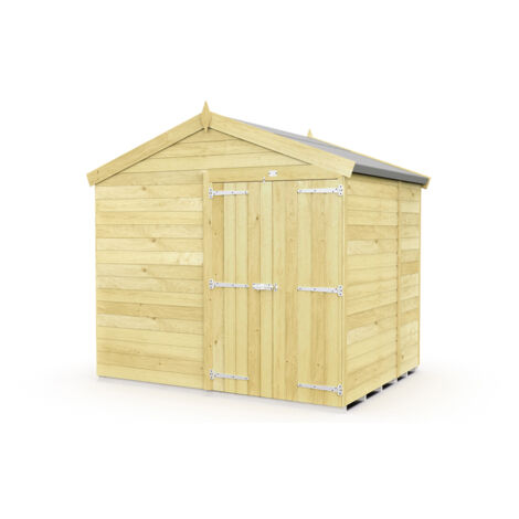 8 x 6 Feet Apex Shed - Double Door Without Windows - Wood - L187 x W231 x H217 cm